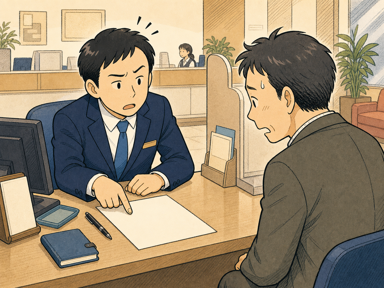 銀行窓口で住所の整合性を問われる
