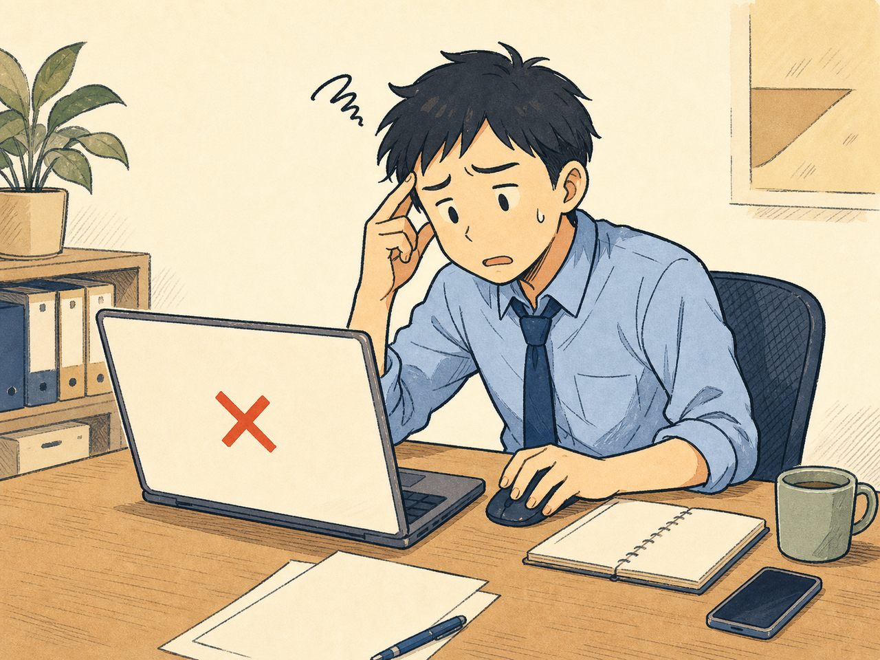 版ズレエラーにマウスを止める運用担当者