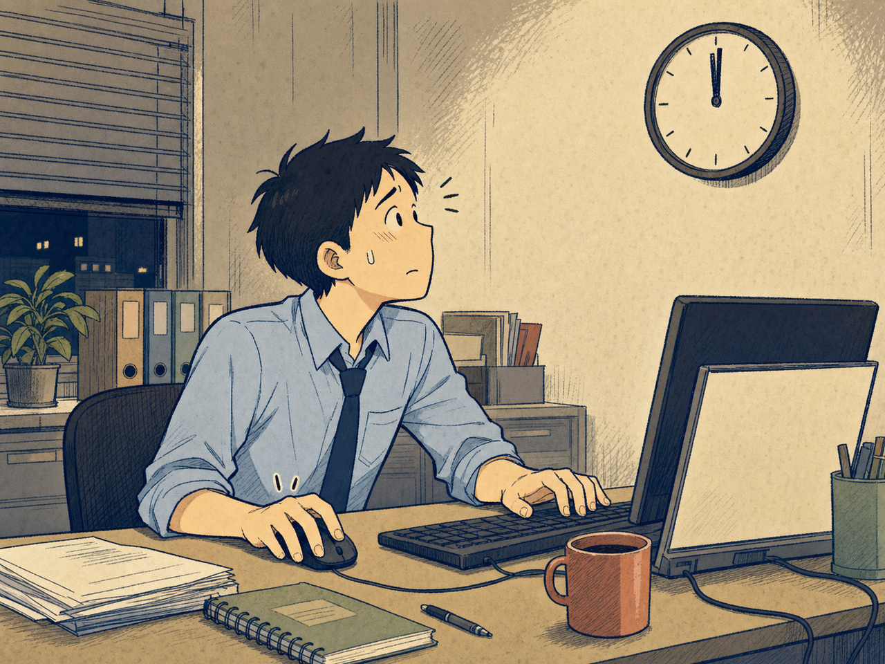 日付が変わる直前に設定変更を待つ担当者