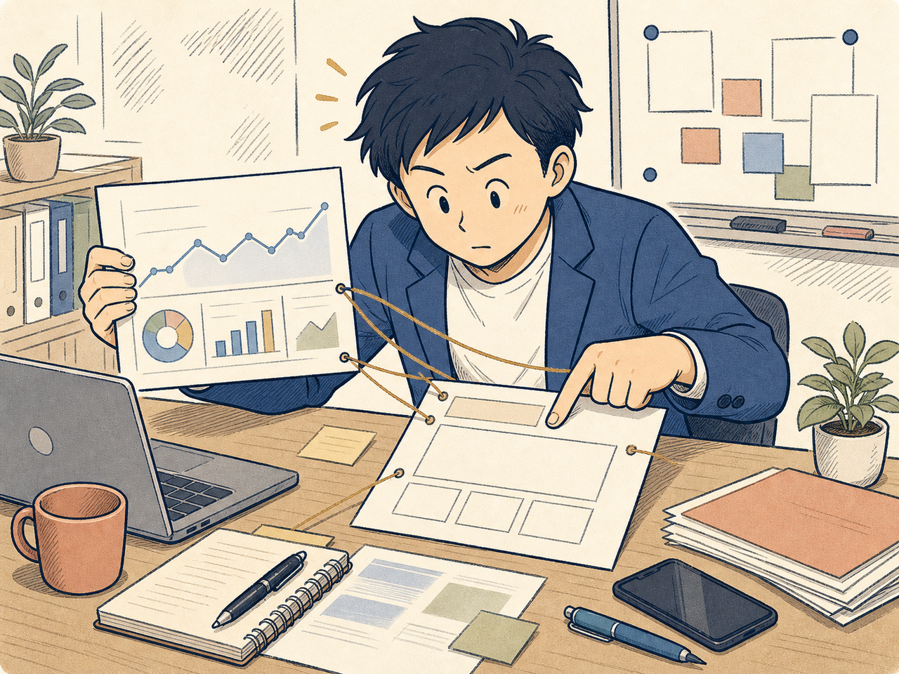 分析と提案をつなげて資料を組み立てる担当者