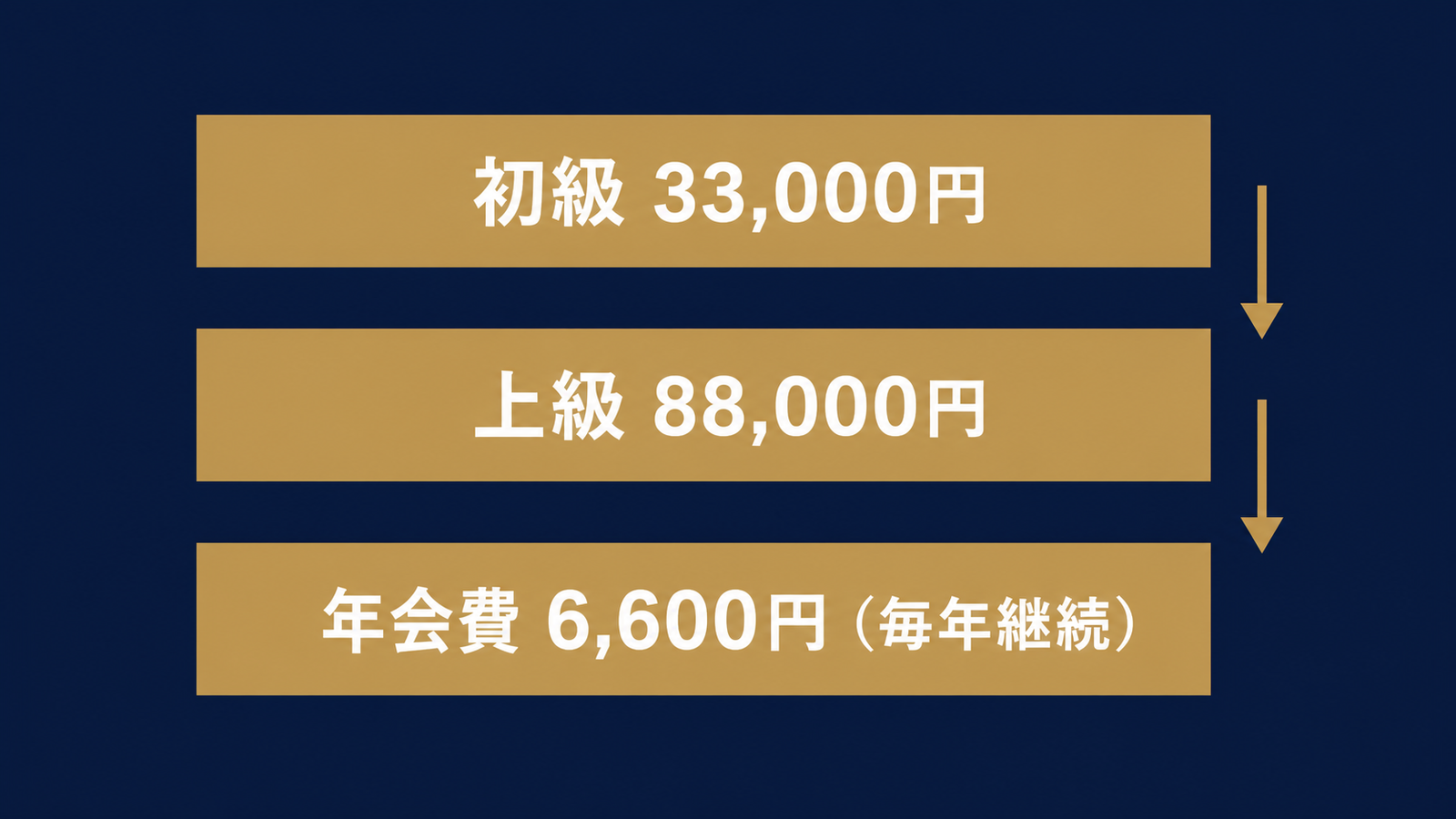 初級・上級・年会費の費用構造を一目で